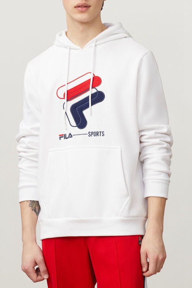 Fila Hoodie Mens White - Rocky - Philippines 7645283-DZ